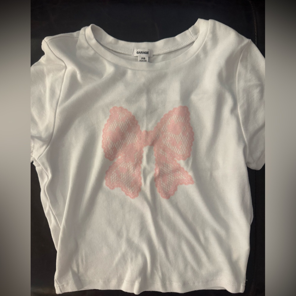Garage White and Pink Short Sleeve Tee Casual Soft Fabric